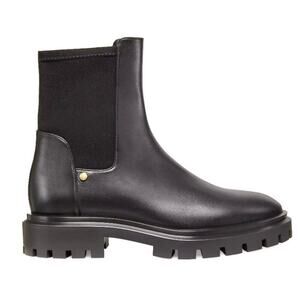 Stuart Weitzman Ultra Lug City Leather Bootie Black Size 8 Excellent Condition